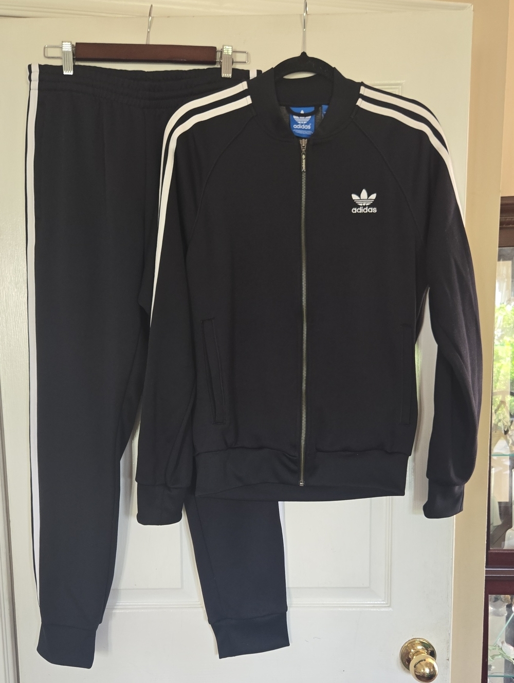 adidas Black Track Jacket & Pants with White 3-Stripes